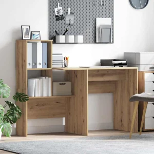 Bureau 131,5 x 50 x 106,5 cm chêne artisanal bois d'ingénierie – vue d’ensemble