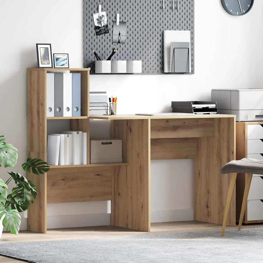 Bureau 131,5 x 50 x 106,5 cm chêne artisanal bois d'ingénierie – vue d’ensemble