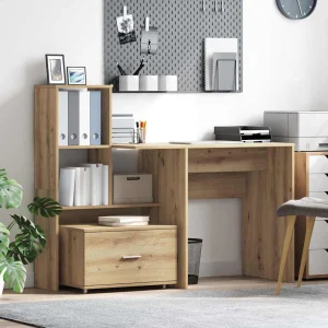 Bureau 131,5 x 50 x 106,5 cm chêne artisanal bois d'ingénierie – modèle 2 – vue d’ensemble