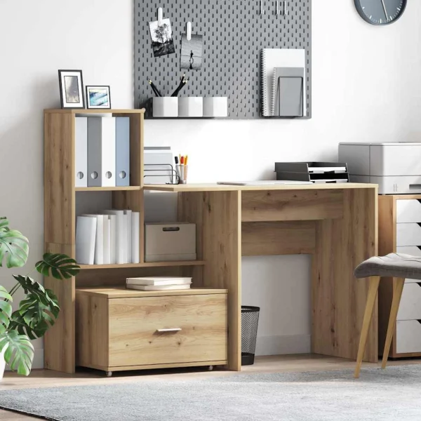 Bureau 131,5 x 50 x 106,5 cm chêne artisanal bois d'ingénierie – modèle 2 – vue d’ensemble
