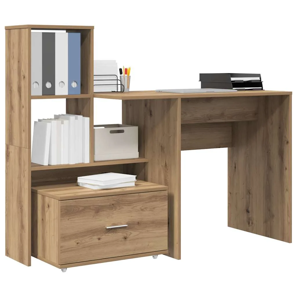 Bureau 131,5 x 50 x 106,5 cm chêne artisanal bois d'ingénierie – modèle 2 – vue de détail