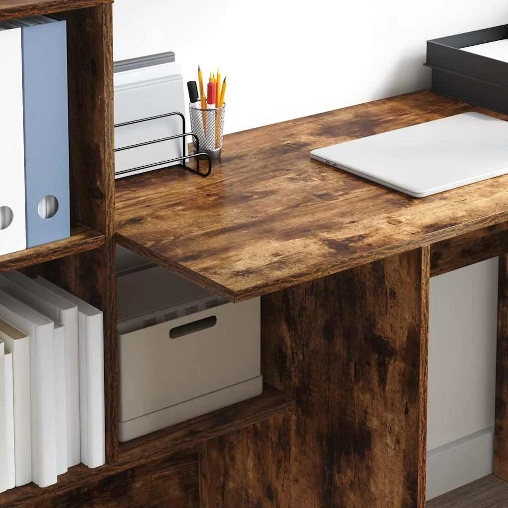 Bureau 131,5 x 50 x 106,5 cm chêne fumé bois d'ingénierie – vue en situation