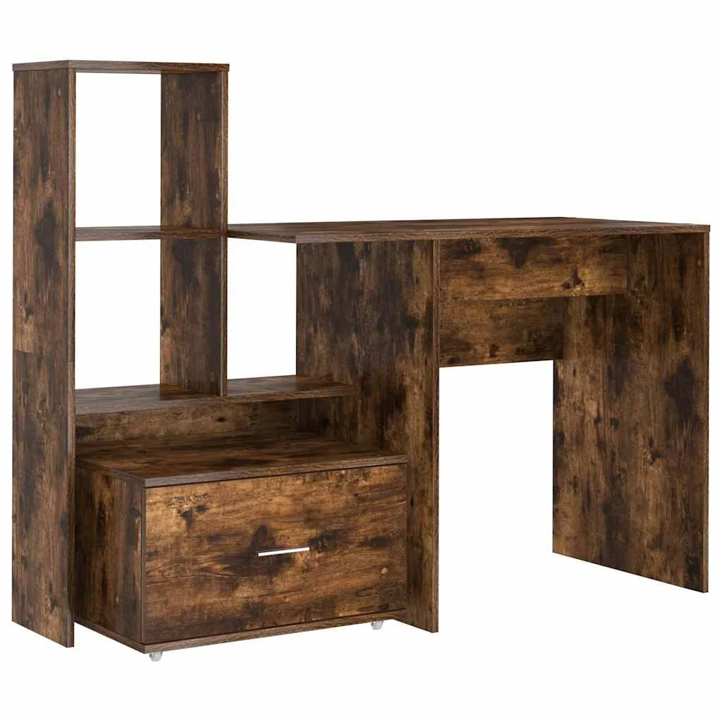 Bureau 131,5 x 50 x 106,5 cm chêne fumé bois d'ingénierie – modèle 2 – vue de côté
