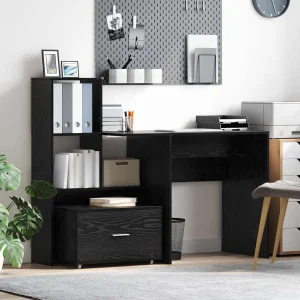 Bureau 131,5 x 50 x 106,5 cm chêne noir bois d'ingénierie – modèle 2 – vue d’ensemble