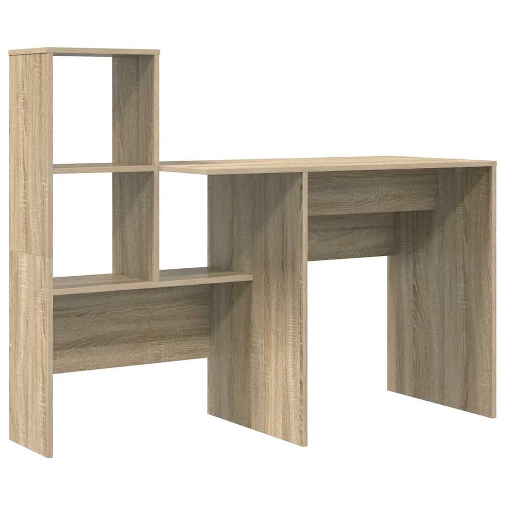 Bureau 131,5 x 50 x 106,5 cm chêne sonoma bois d'ingénierie – modèle 2 – vue de dessus