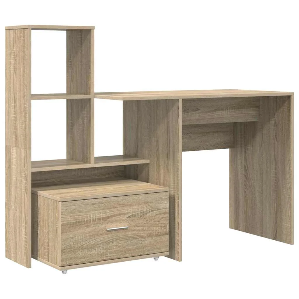 Bureau 131,5 x 50 x 106,5 cm chêne sonoma bois d'ingénierie – modèle 2 – vue de côté