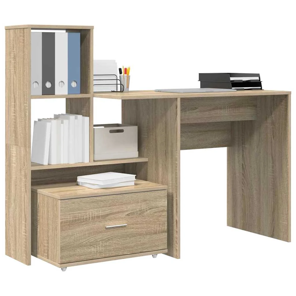 Bureau 131,5 x 50 x 106,5 cm chêne sonoma bois d'ingénierie – modèle 2 – vue de détail