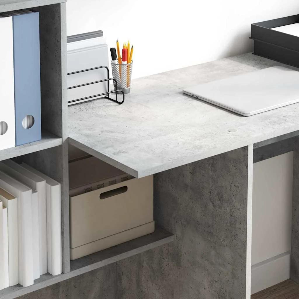 Bureau 131,5 x 50 x 106,5 cm gris béton bois d'ingénierie – vue en situation