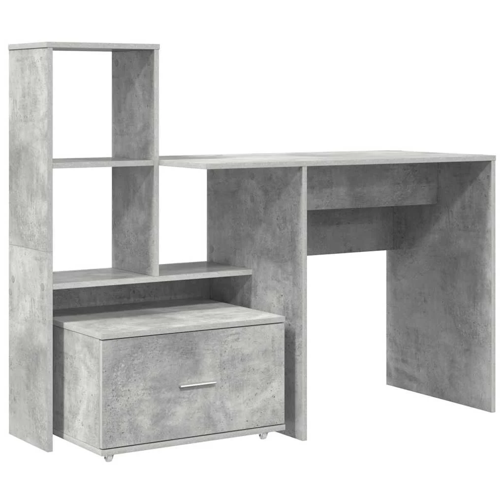 Bureau 131,5 x 50 x 106,5 cm gris béton bois d'ingénierie – modèle 2 – vue de côté