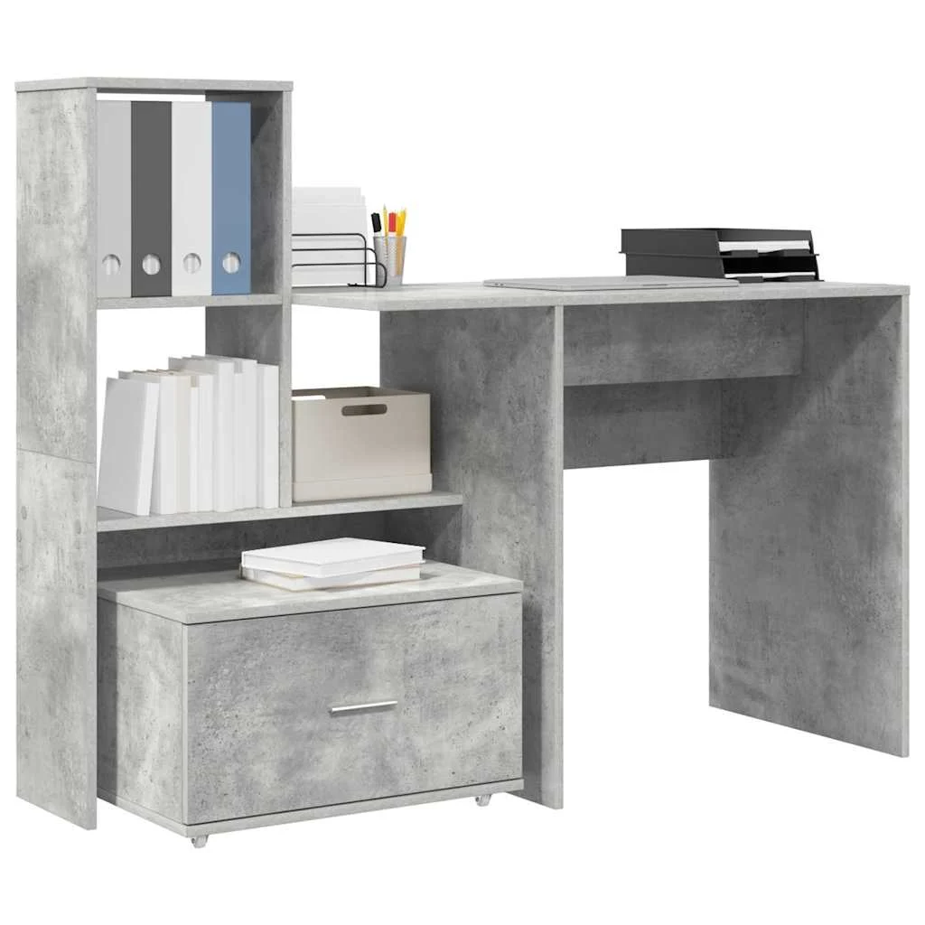 Bureau 131,5 x 50 x 106,5 cm gris béton bois d'ingénierie – modèle 2 – vue de détail