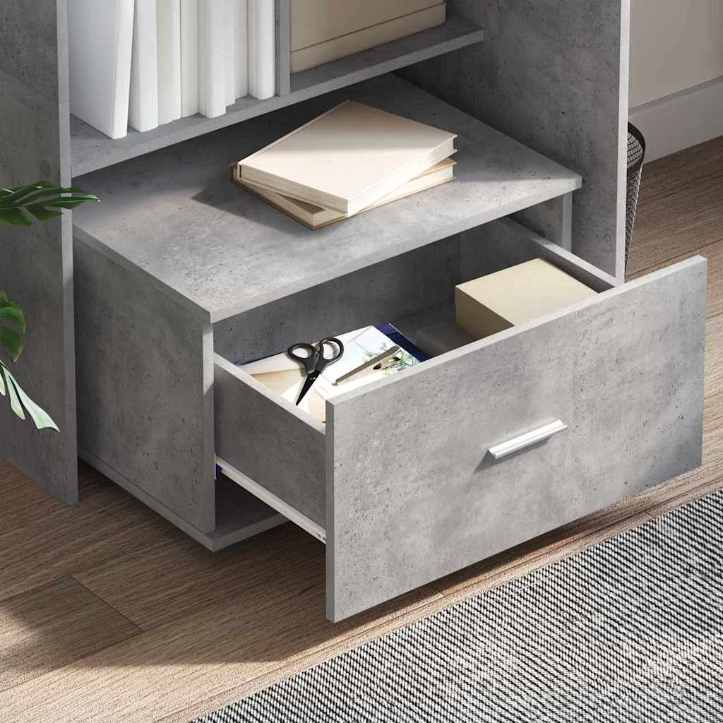 Bureau 131,5 x 50 x 106,5 cm gris béton bois d'ingénierie – modèle 2 – vue en situation