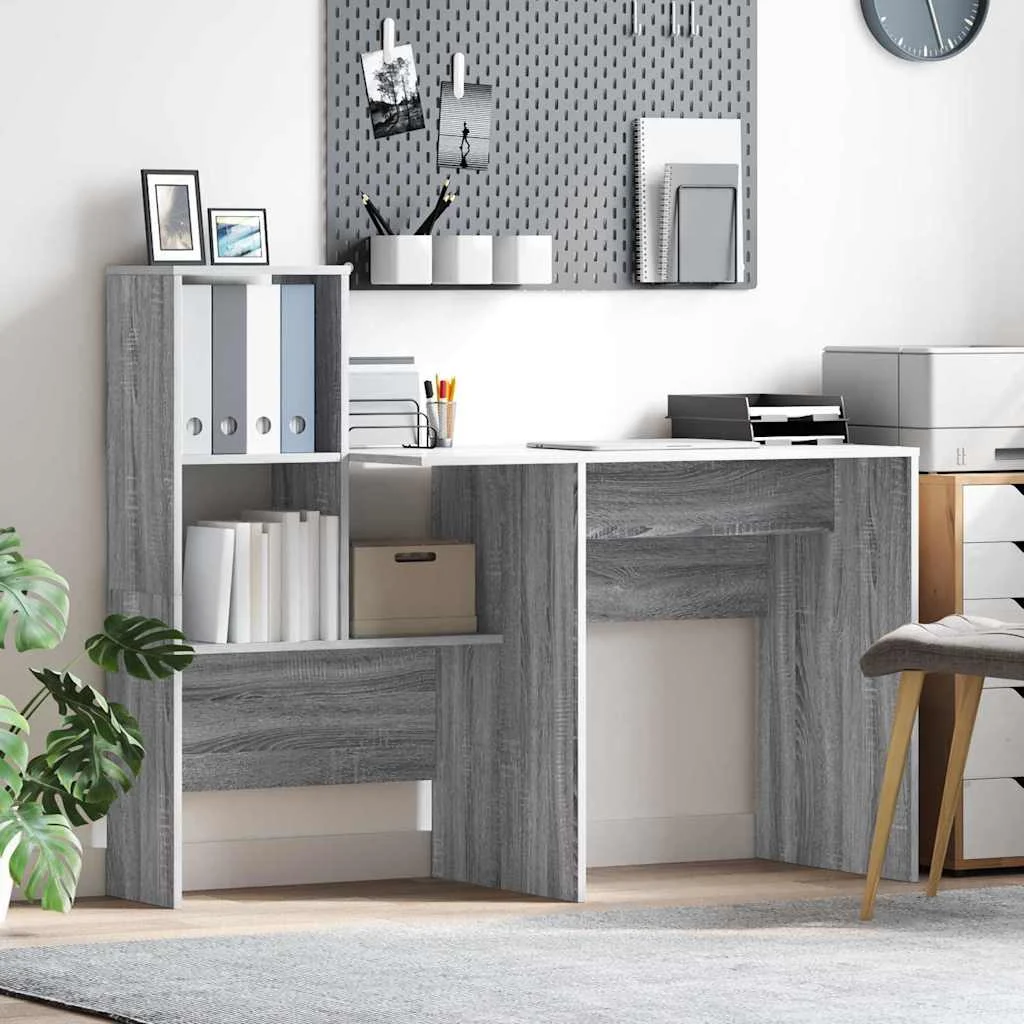 Bureau 131,5 x 50 x 106,5 cm sonoma gris bois d'ingénierie – vue d’ensemble