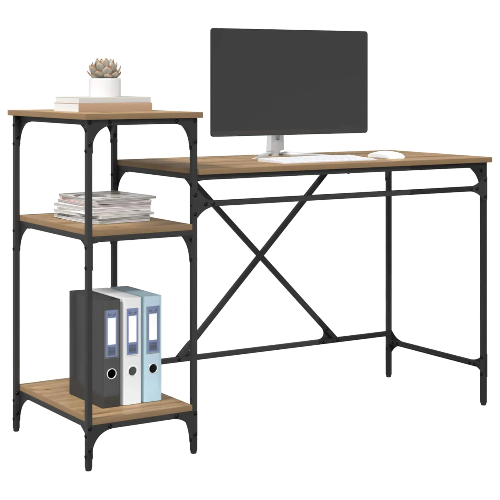 Bureau 135 x 50 x 90 cm chêne artisanal bois d'ingénierie – vue de détail