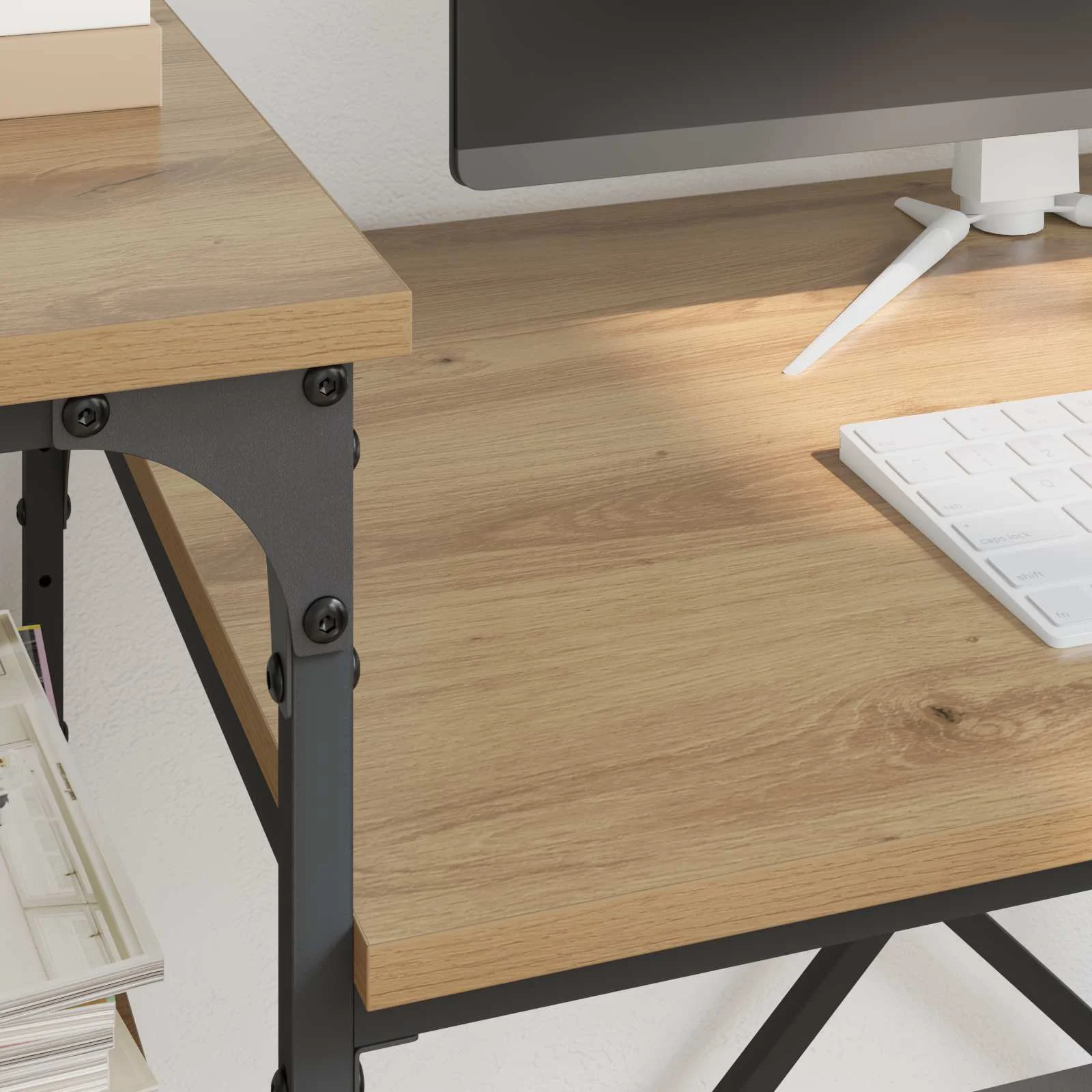 Bureau 135 x 50 x 90 cm chêne artisanal bois d'ingénierie – vue en situation