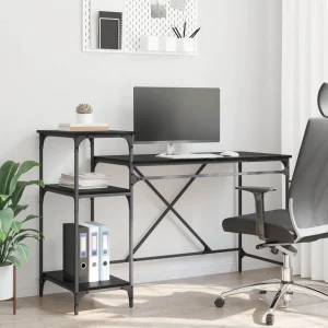 Bureau 135 x 50 x 90 cm chêne noir bois d'ingénierie – vue d’ensemble