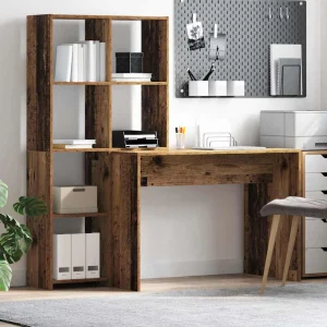 Bureau 138,5 x 55 x 143 cm bois ancien bois d'ingénierie – vue d’ensemble