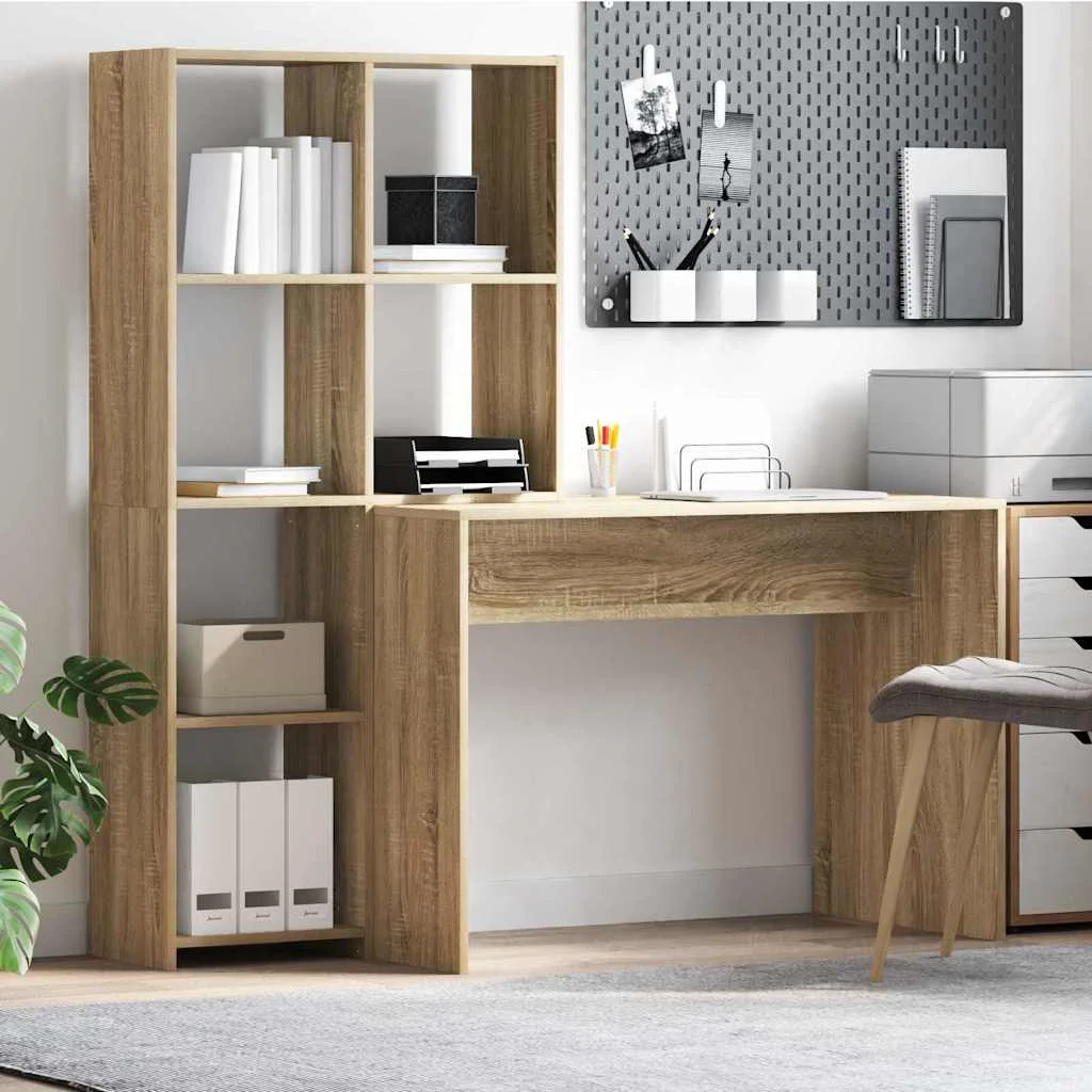 Bureau 138,5 x 55 x 143 cm chêne sonoma bois d'ingénierie – vue d’ensemble