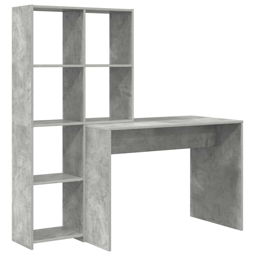 Bureau 138,5 x 55 x 143 cm gris béton bois d'ingénierie – vue de côté