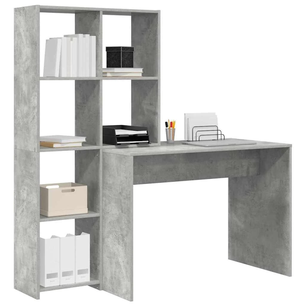Bureau 138,5 x 55 x 143 cm gris béton bois d'ingénierie – vue de détail