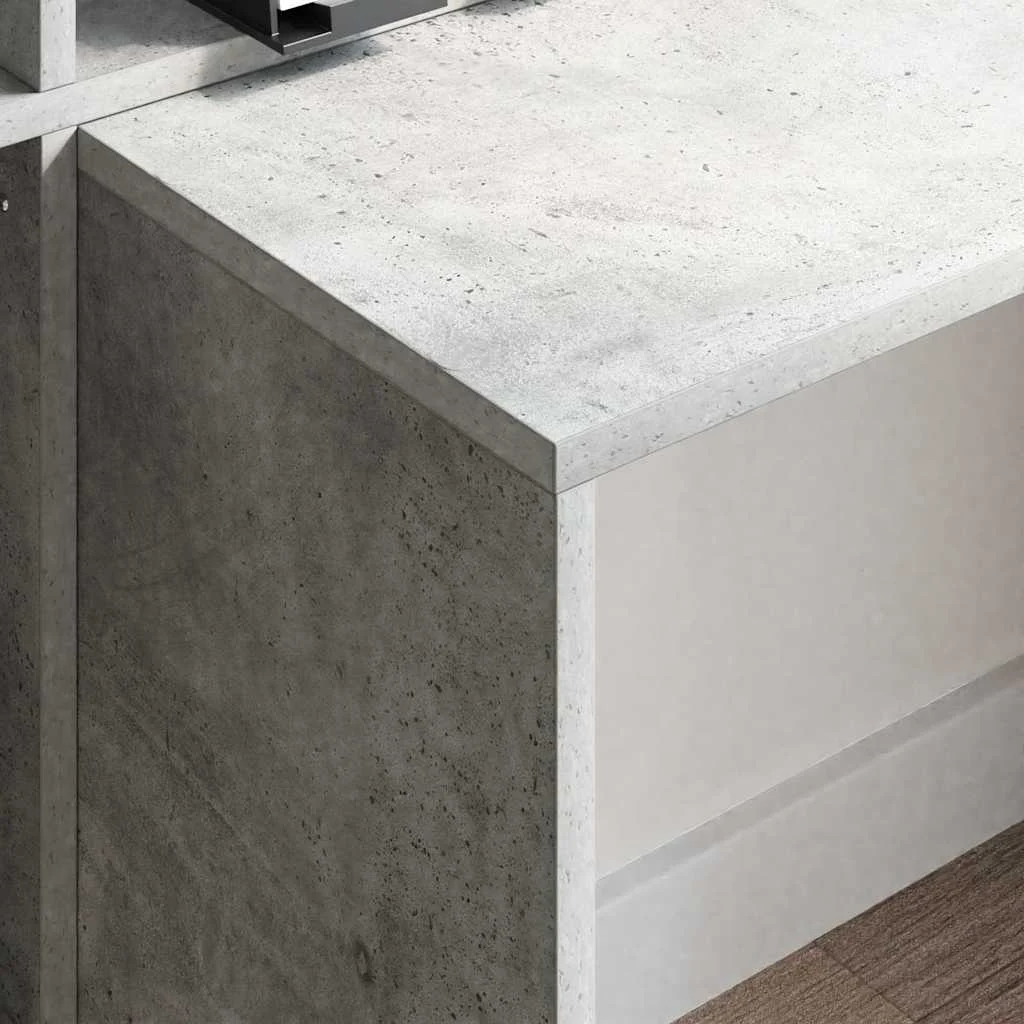 Bureau 138,5 x 55 x 143 cm gris béton bois d'ingénierie – vue en situation