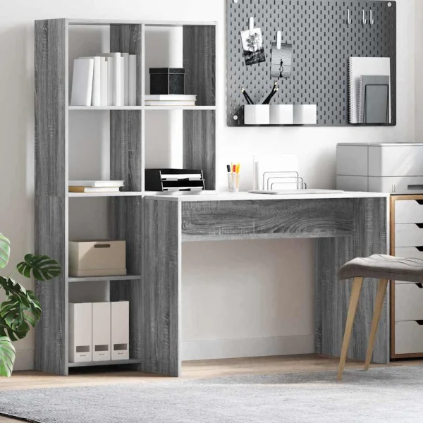 Bureau 138,5 x 55 x 143 cm sonoma gris bois d'ingénierie – vue d’ensemble