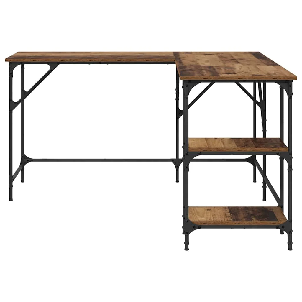 Bureau 139 x 139 x 75 cm bois ancien bois d'ingénierie – vue de dessus