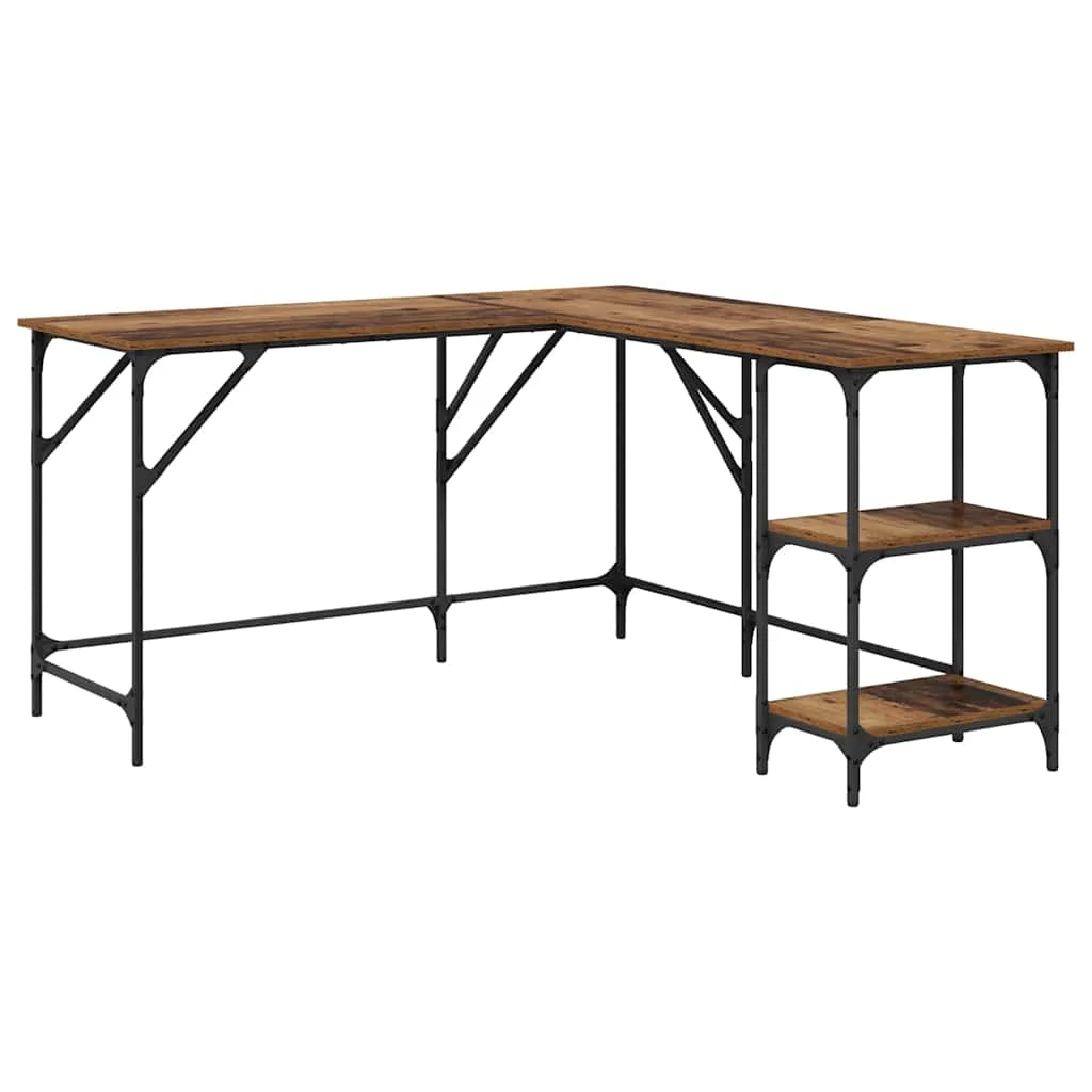 Bureau 139 x 139 x 75 cm bois ancien bois d'ingénierie – vue de côté