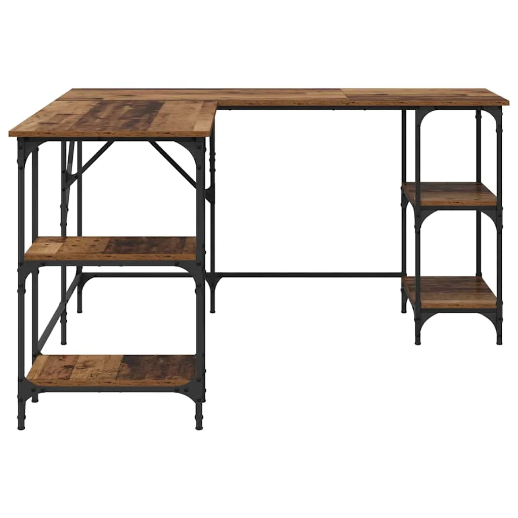 Bureau 139 x 139 x 75 cm bois ancien bois d'ingénierie – modèle 2 – vue de dos