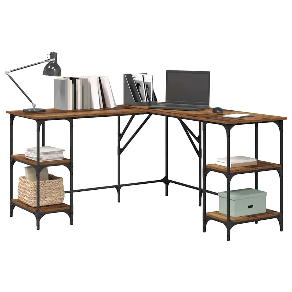 Bureau 139 x 139 x 75 cm bois ancien bois d'ingénierie – modèle 2 – vue de détail