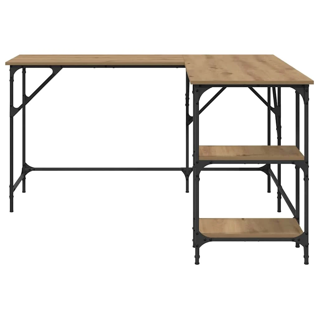 Bureau 139 x 139 x 75 cm chêne artisanal bois d'ingénierie – vue de dessus