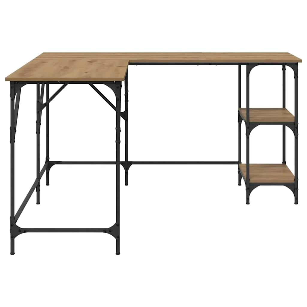 Bureau 139 x 139 x 75 cm chêne artisanal bois d'ingénierie – vue de dos