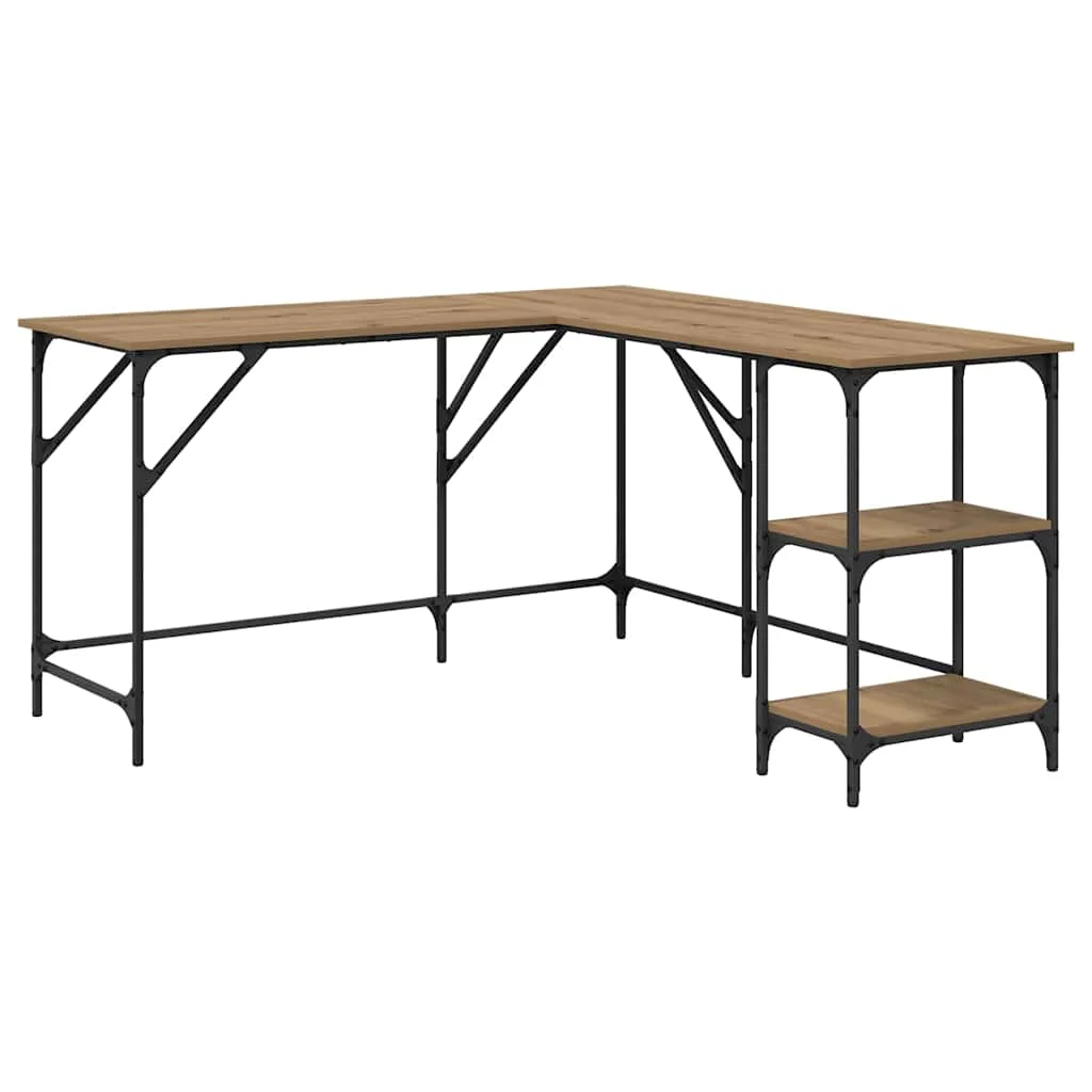 Bureau 139 x 139 x 75 cm chêne artisanal bois d'ingénierie – vue de côté