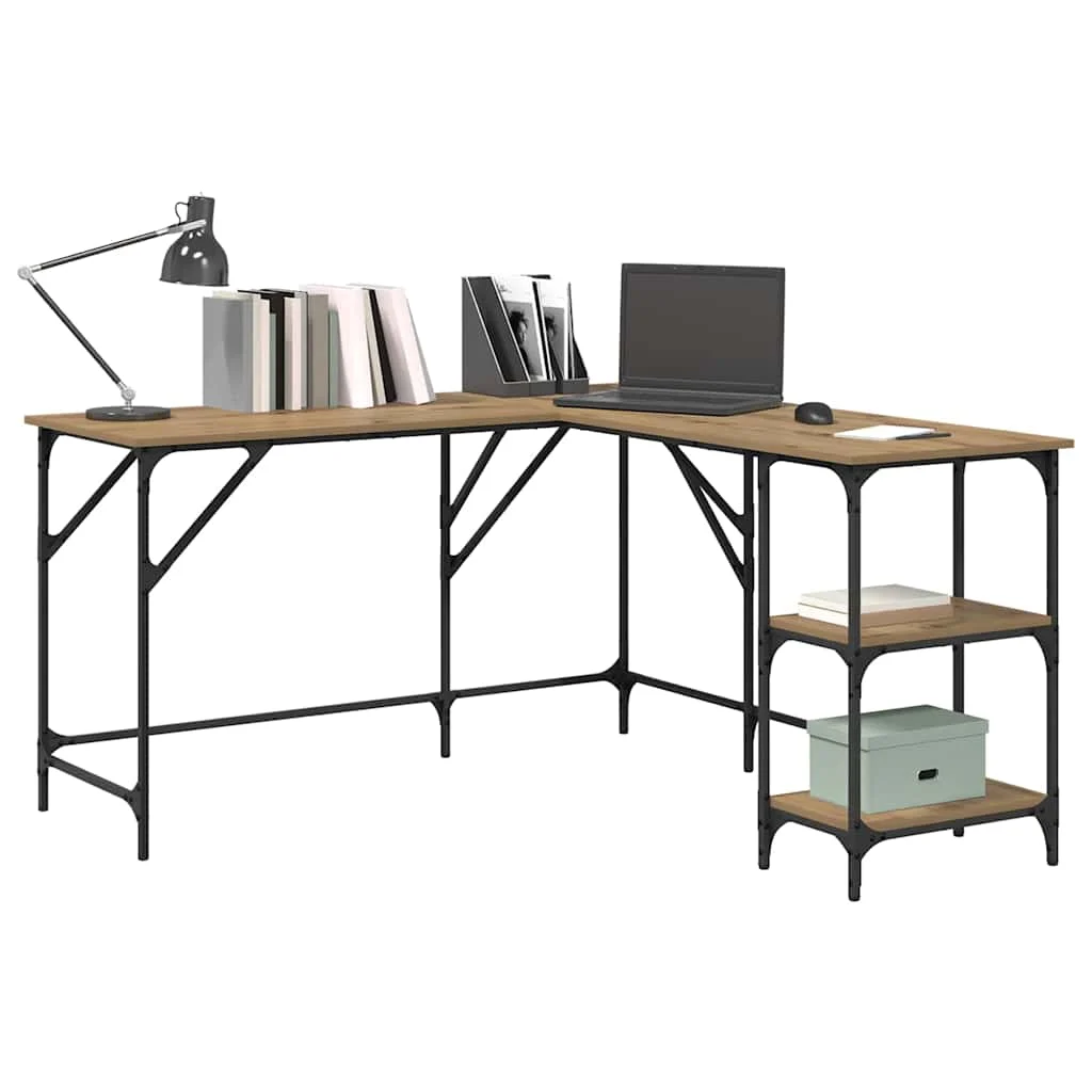 Bureau 139 x 139 x 75 cm chêne artisanal bois d'ingénierie – vue de détail