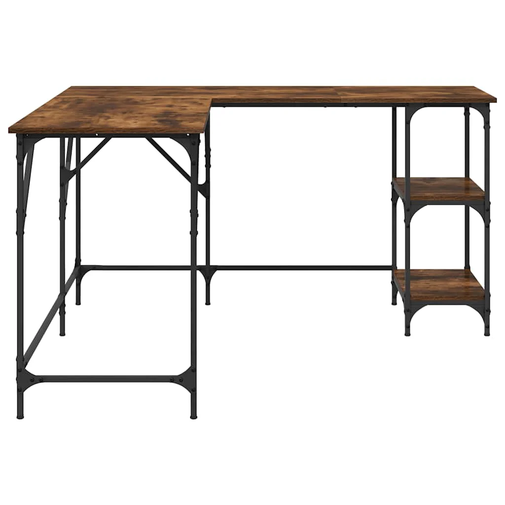 Bureau 139 x 139 x 75 cm chêne fumé bois d'ingénierie – vue de dessus