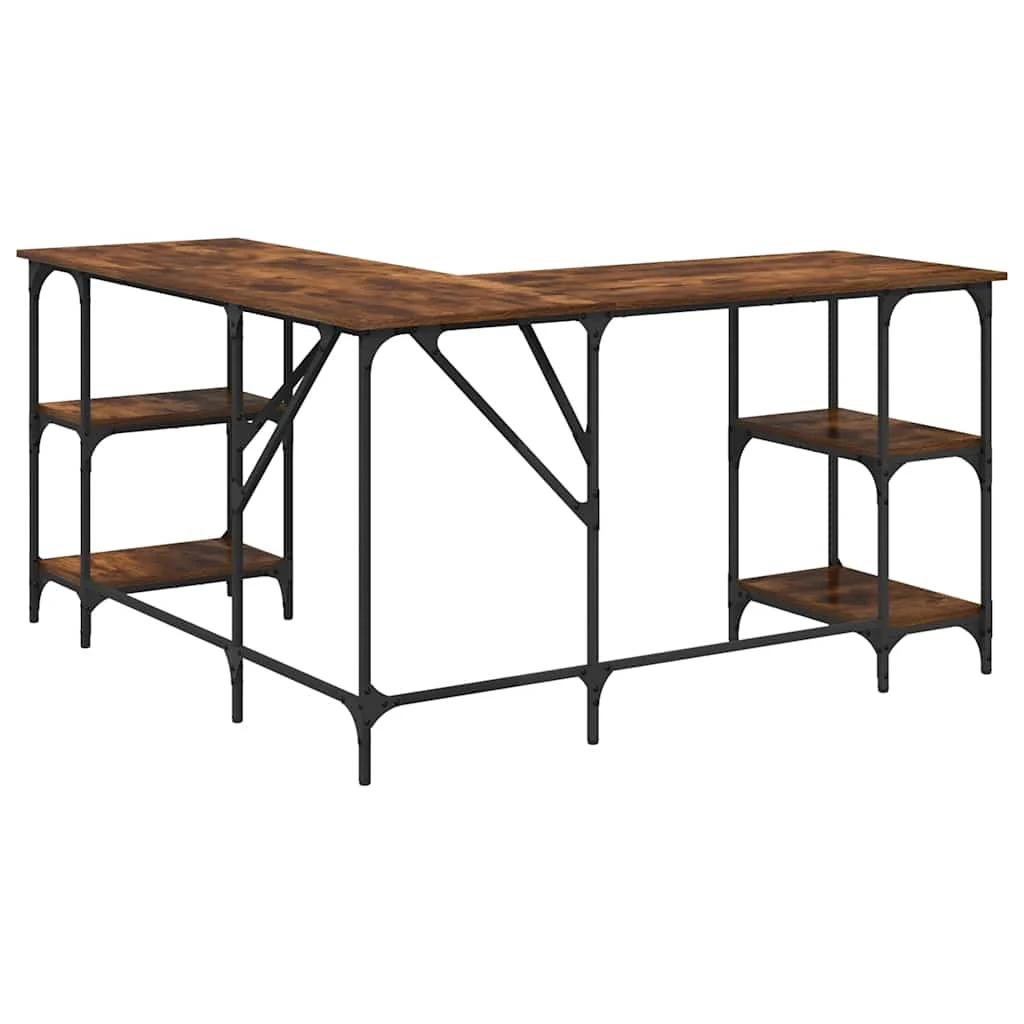 Bureau 139 x 139 x 75 cm chêne fumé bois d'ingénierie – modèle 2 – vue de dos