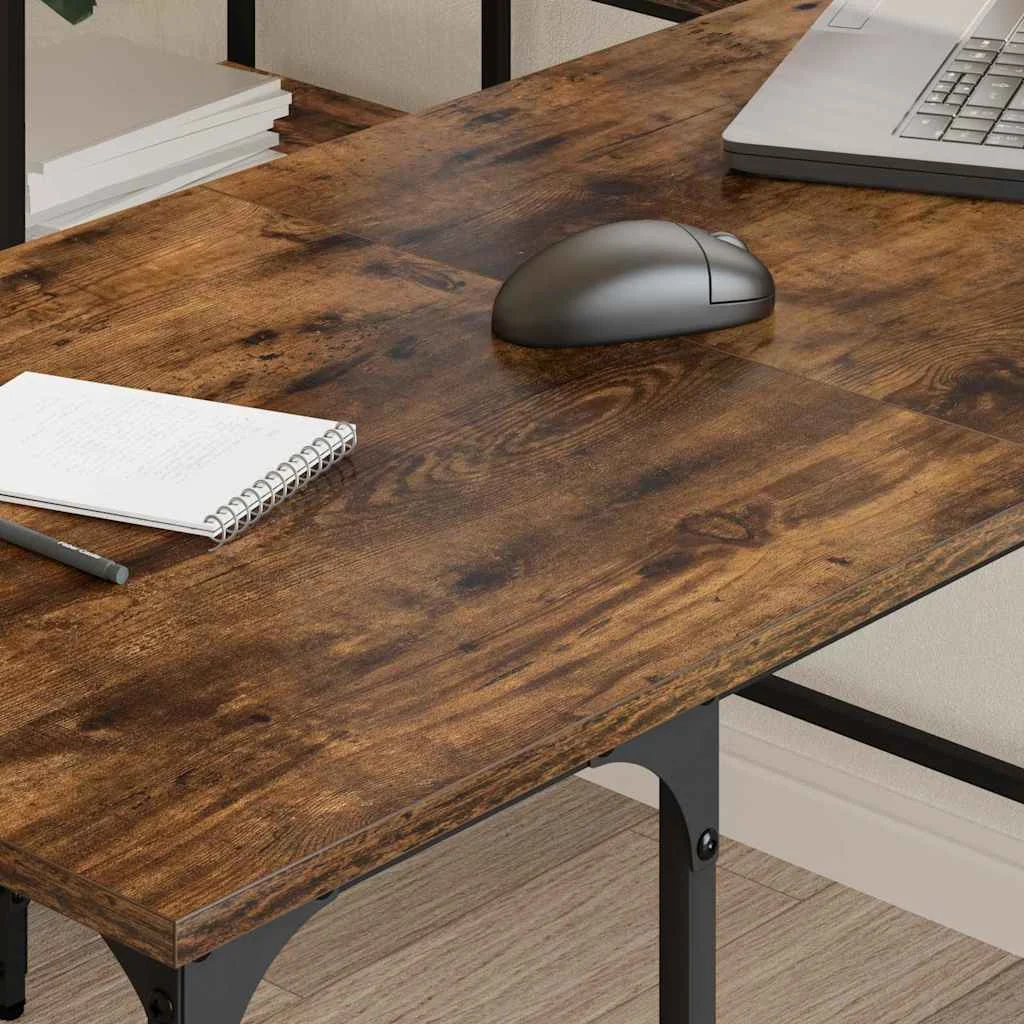 Bureau 139 x 139 x 75 cm chêne fumé bois d'ingénierie – modèle 2 – vue de détail