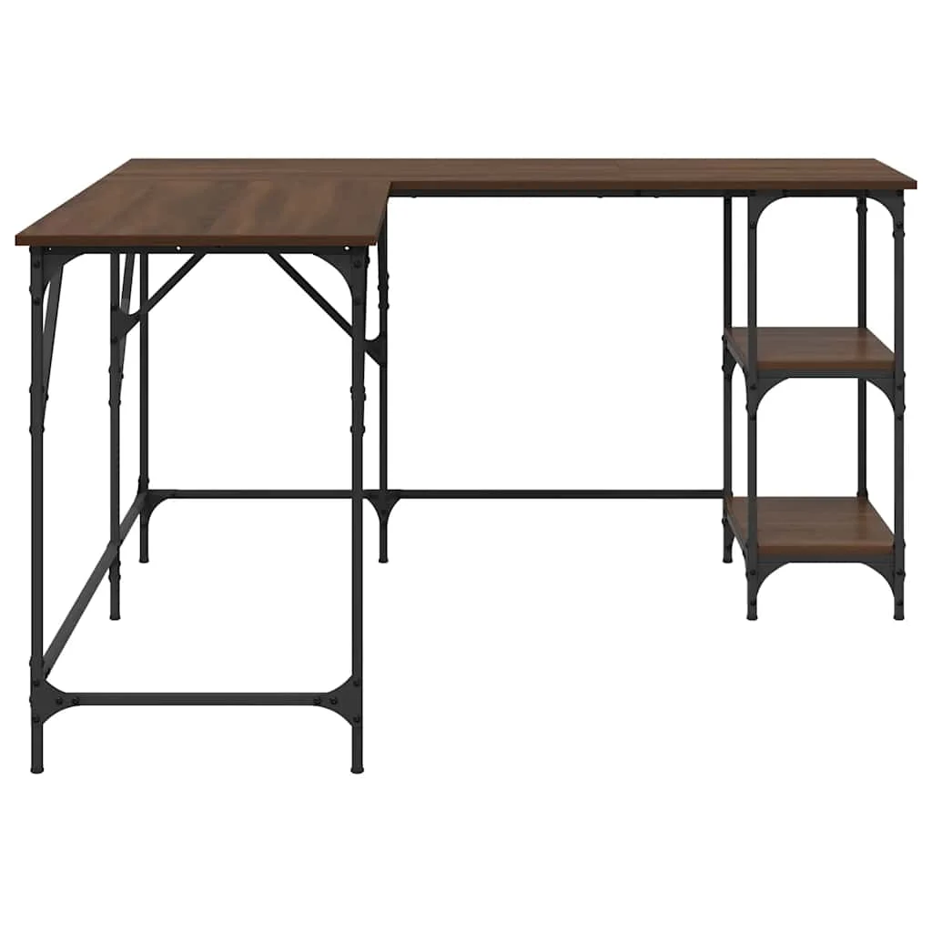 Bureau 139 x 139 x 75 cm chêne marron bois d'ingénierie – vue de dessus