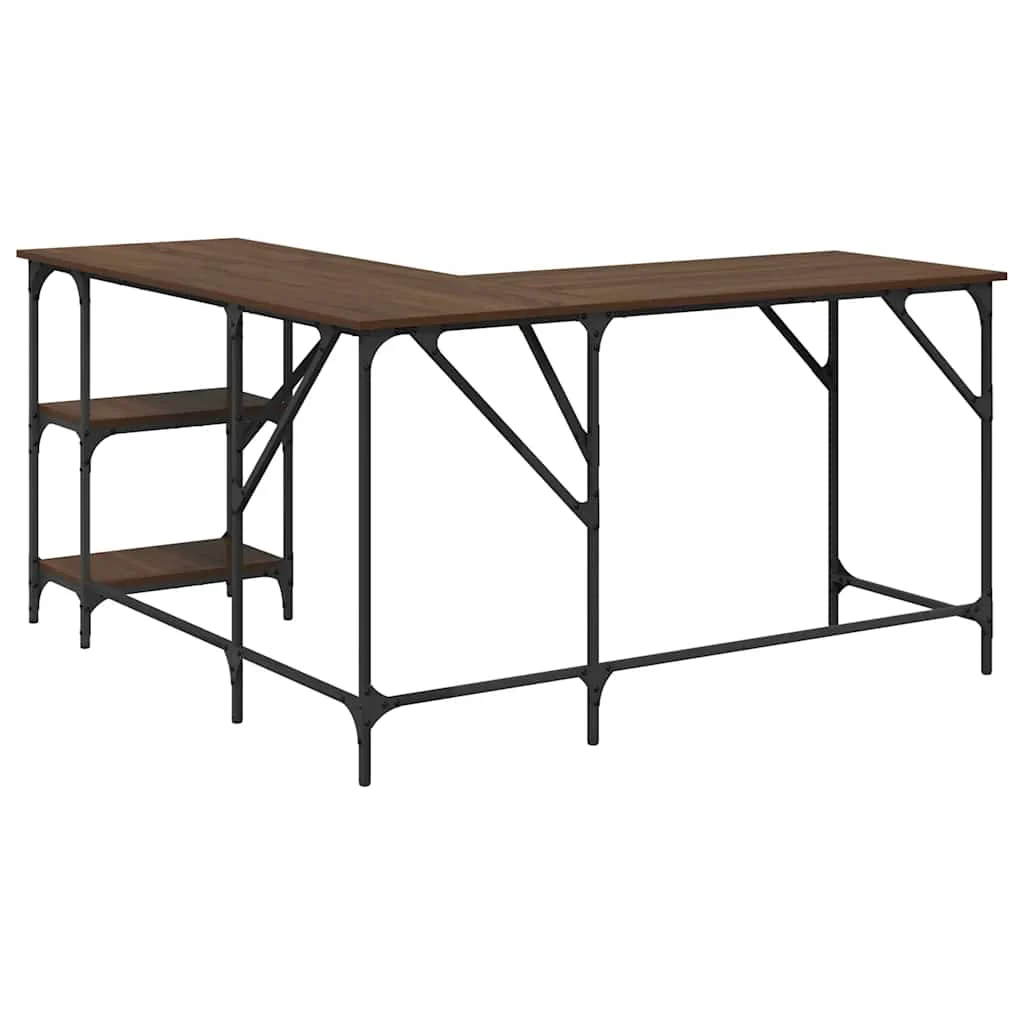 Bureau 139 x 139 x 75 cm chêne marron bois d'ingénierie – vue de dos
