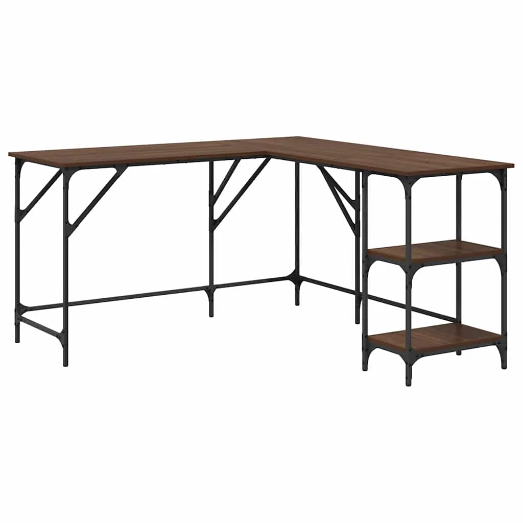 Bureau 139 x 139 x 75 cm chêne marron bois d'ingénierie – vue de côté
