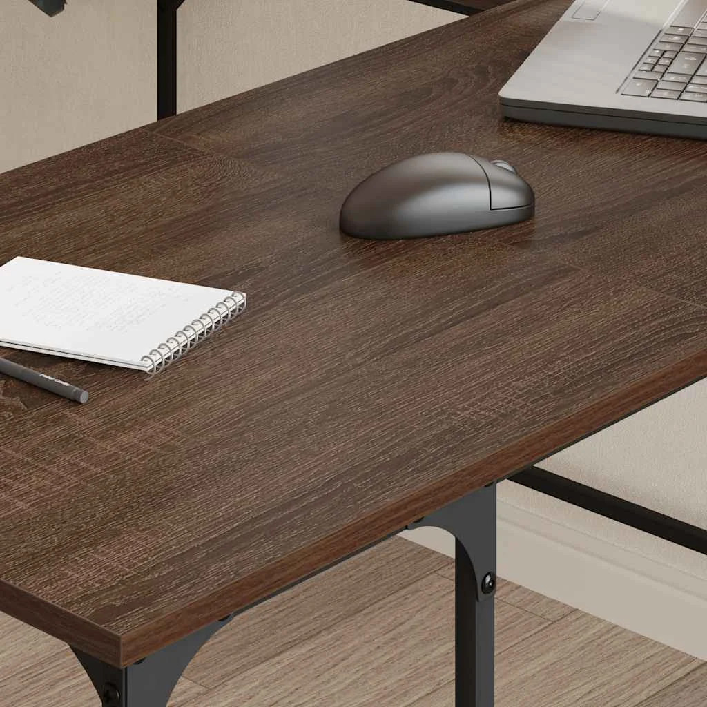 Bureau 139 x 139 x 75 cm chêne marron bois d'ingénierie – vue de détail