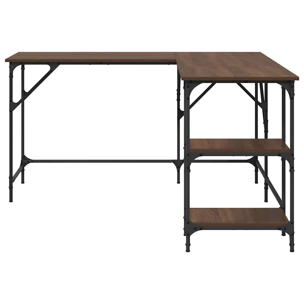 Bureau 139 x 139 x 75 cm chêne marron bois d'ingénierie – vue en situation