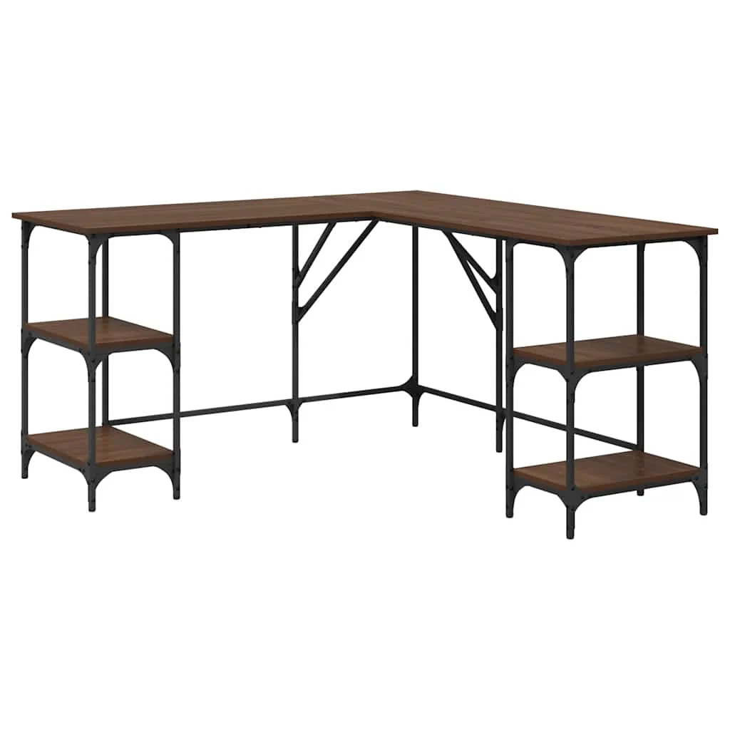Bureau 139 x 139 x 75 cm chêne marron bois d'ingénierie – modèle 2 – vue de côté