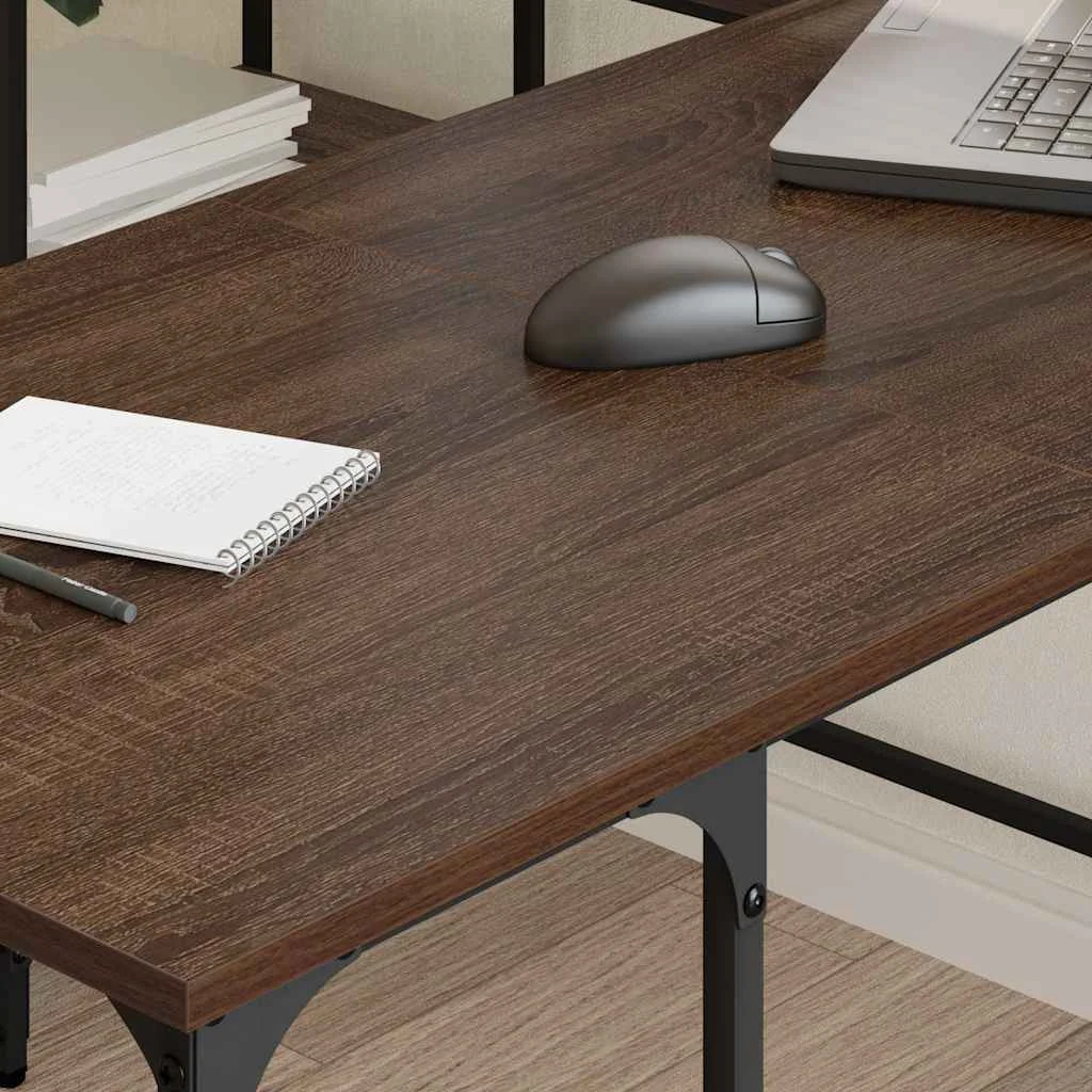 Bureau 139 x 139 x 75 cm chêne marron bois d'ingénierie – modèle 2 – vue de détail
