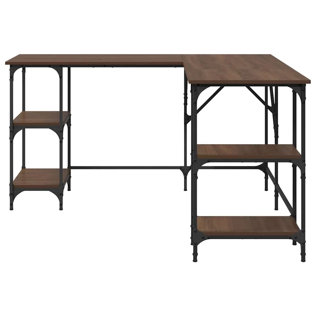 Bureau 139 x 139 x 75 cm chêne marron bois d'ingénierie – modèle 2 – vue en situation