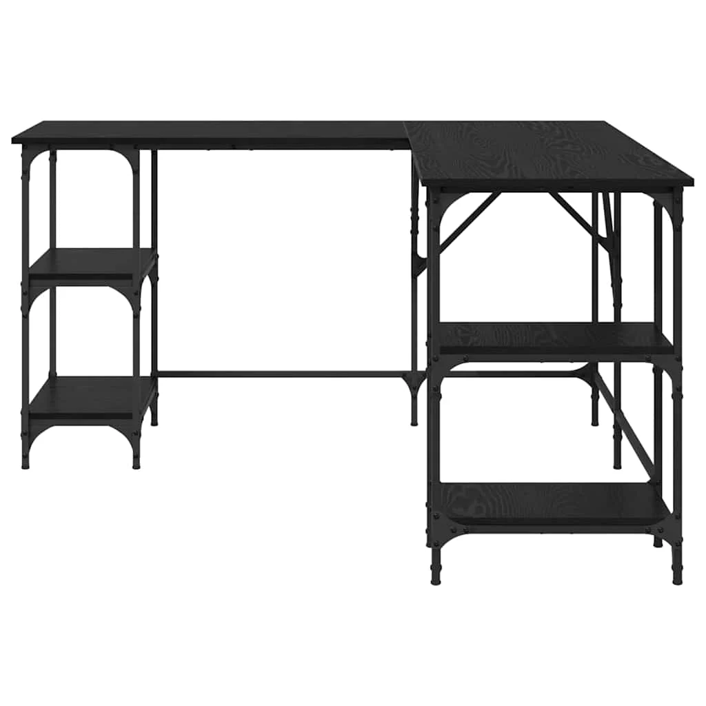 Bureau 139 x 139 x 75 cm chêne noir bois d'ingénierie – modèle 2 – vue de dessus