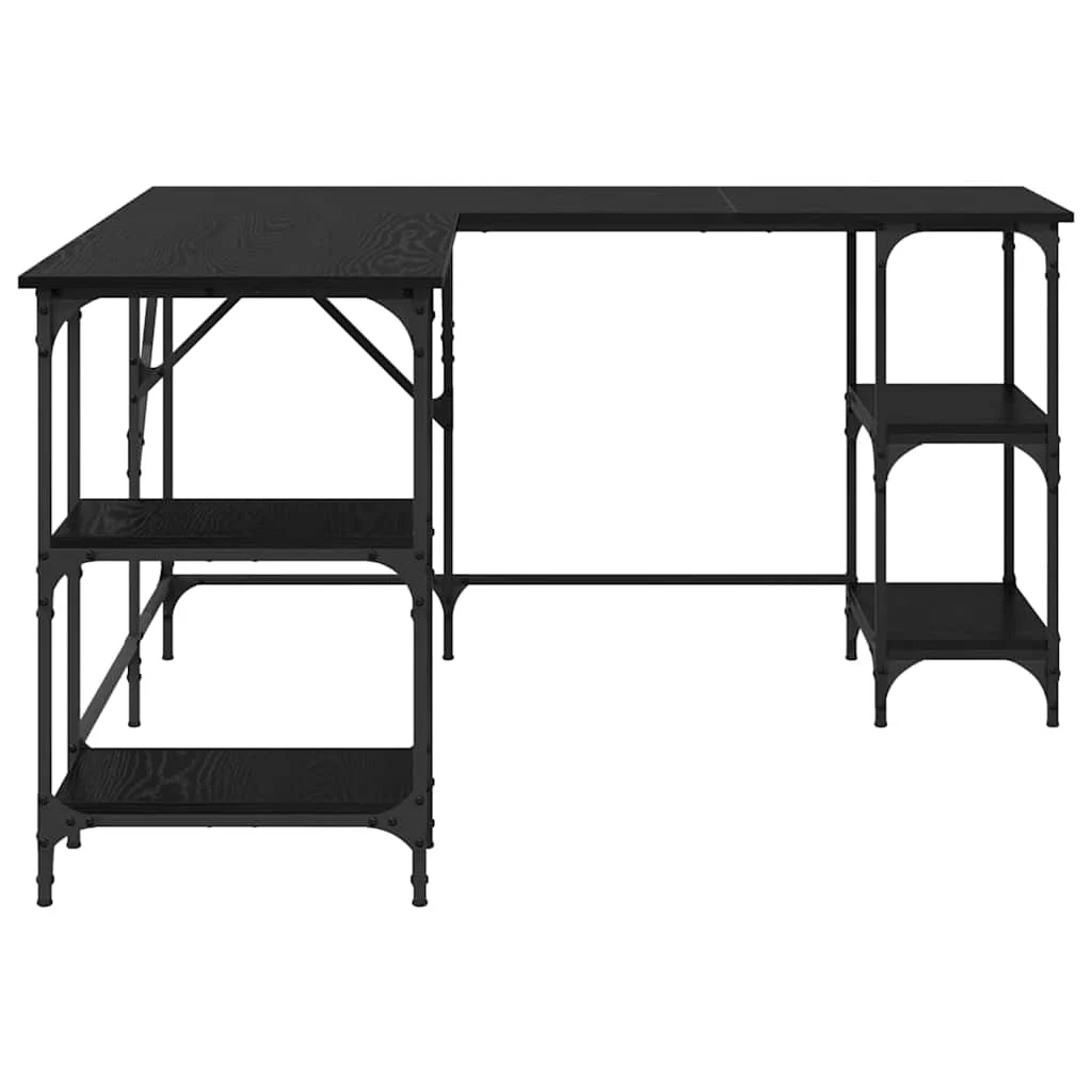 Bureau 139 x 139 x 75 cm chêne noir bois d'ingénierie – modèle 2 – vue de dos