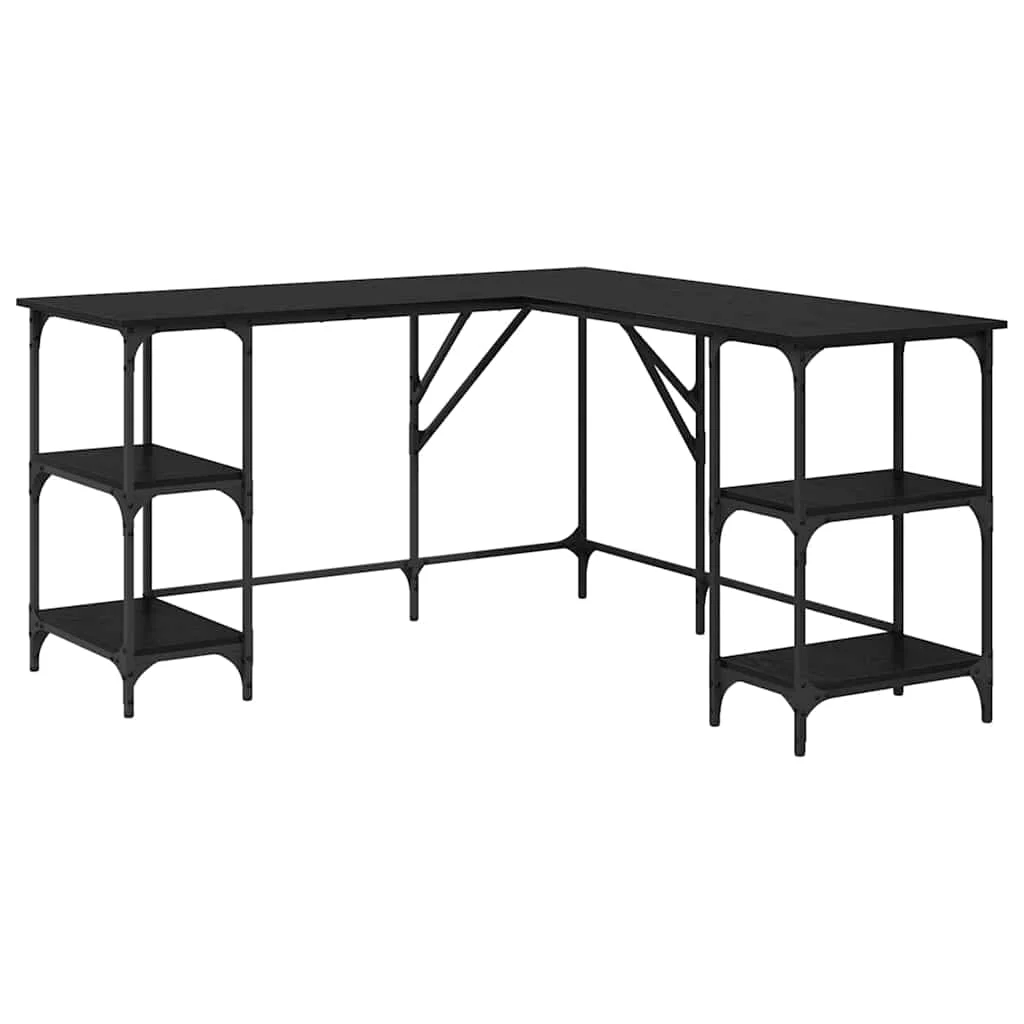 Bureau 139 x 139 x 75 cm chêne noir bois d'ingénierie – modèle 2 – vue de côté