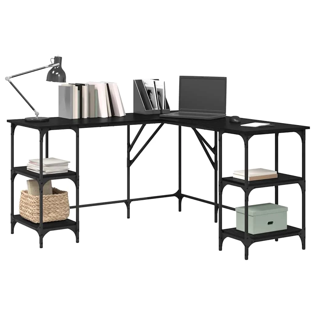 Bureau 139 x 139 x 75 cm chêne noir bois d'ingénierie – modèle 2 – vue de détail