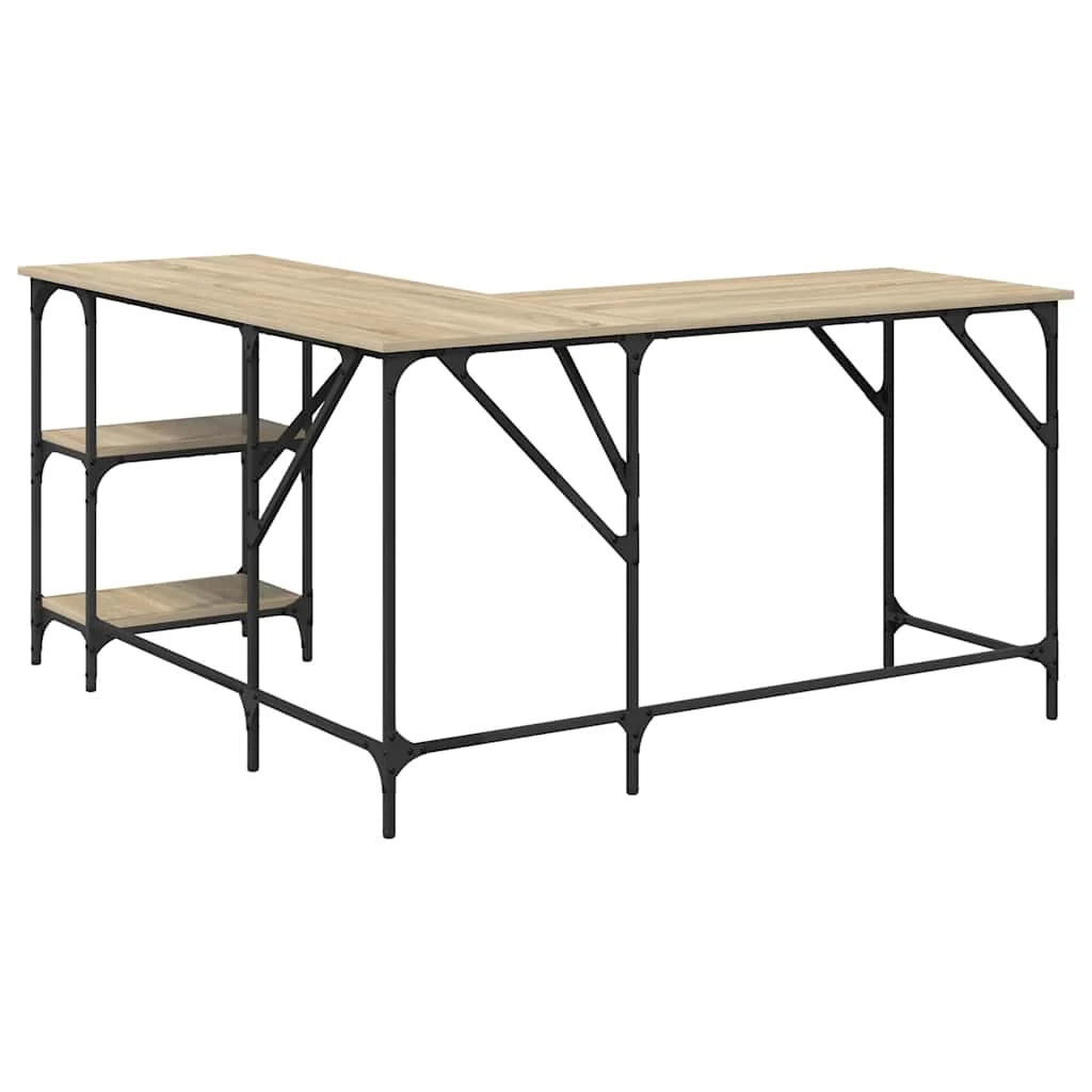 Bureau 139 x 139 x 75 cm chêne sonoma bois d'ingénierie – vue de dos