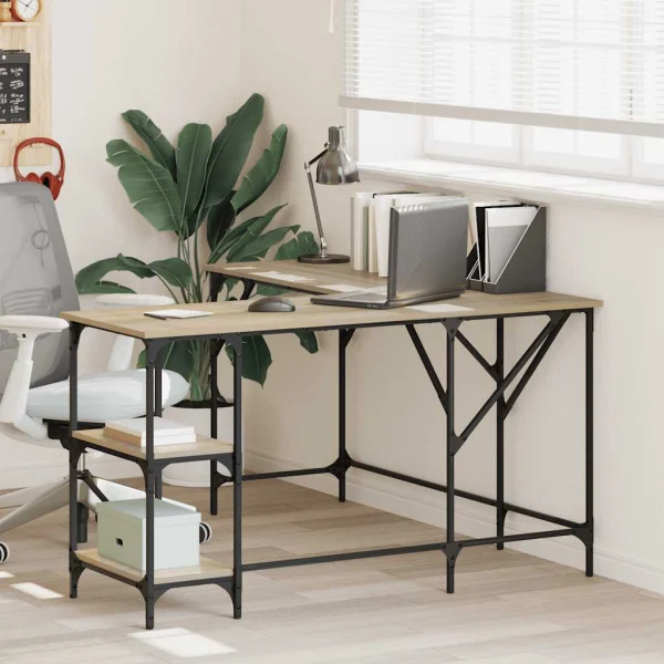 Bureau 139 x 139 x 75 cm chêne sonoma bois d'ingénierie – vue d’ensemble